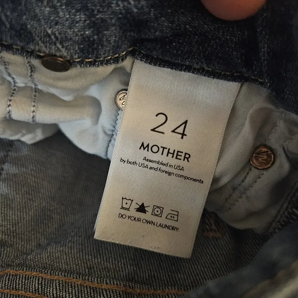 Mother Jeans Womens 24 Blue Looker Ankle Fray Girl Crush Skinny Distressed - Picture 9 of 11